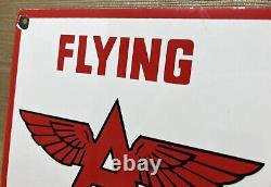 Vintage Flying A Gasoline Porcelain Sign Motor Oil Gas Station Pump Plate Servie