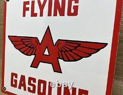 Vintage Flying A Gasoline Porcelain Sign Motor Oil Gas Station Pump Plate Servie
