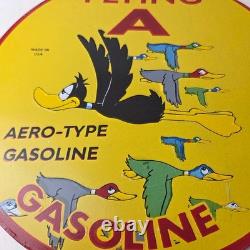 Vintage Flying A Gasoline Sign Aviation Ducks Porcelain Gas Service Pump Sign