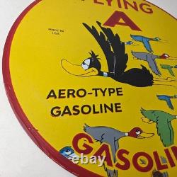 Vintage Flying A Gasoline Sign Aviation Ducks Porcelain Gas Service Pump Sign