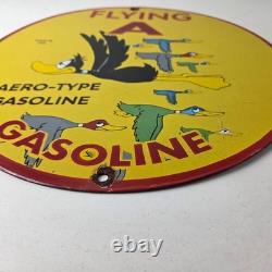 Vintage Flying A Gasoline Sign Aviation Ducks Porcelain Gas Service Pump Sign