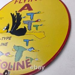 Vintage Flying A Gasoline Sign Aviation Ducks Porcelain Gas Service Pump Sign