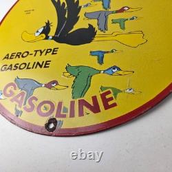 Vintage Flying A Gasoline Sign Aviation Ducks Porcelain Gas Service Pump Sign
