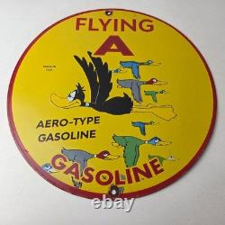 Vintage Flying A Gasoline Sign Aviation Ducks Porcelain Gas Service Pump Sign