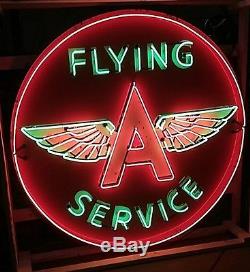Vintage Flying A Service 72 porcelain neon sign! Circa 1956. Very nice sign