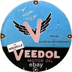Vintage Flying A Veedol Motor Oil Porcelain Sign Gasoline Station Gas Pump Plate