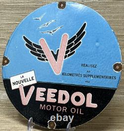 Vintage Flying A Veedol Motor Oil Porcelain Sign Gasoline Station Gas Pump Plate