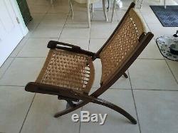 Vintage Folding Rope Chair Signed Yugoslavia / Hans Wegner Style MCM Modern