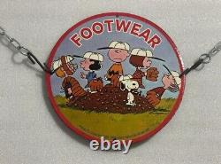 Vintage Footwear Kids Cartoon Porcelain Gas Oil Store Service Garage Plate Sign