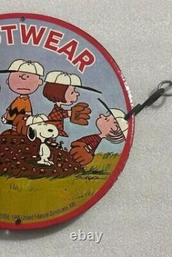 Vintage Footwear Kids Cartoon Porcelain Gas Oil Store Service Garage Plate Sign