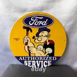Vintage Ford Authorized Service Popeye Hammer Heavy Metal Sign 19.7 (50cm)