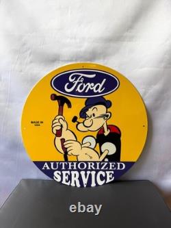 Vintage Ford Authorized Service Popeye Hammer Heavy Metal Sign 19.7 (50cm)