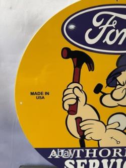 Vintage Ford Authorized Service Popeye Hammer Heavy Metal Sign 19.7 (50cm)