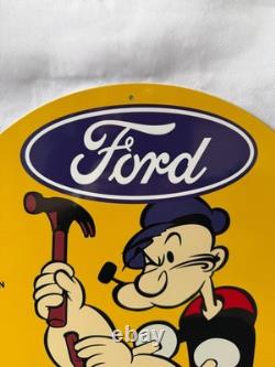 Vintage Ford Authorized Service Popeye Hammer Heavy Metal Sign 19.7 (50cm)