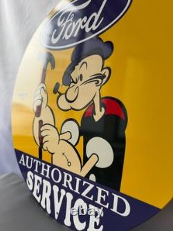 Vintage Ford Authorized Service Popeye Hammer Heavy Metal Sign 19.7 (50cm)