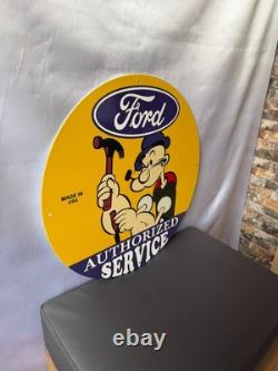 Vintage Ford Authorized Service Popeye Hammer Heavy Metal Sign 19.7 (50cm)