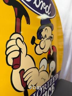 Vintage Ford Authorized Service Popeye Hammer Heavy Metal Sign 19.7 (50cm)