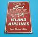 Vintage Ford Motor Co Porcelain Aviation Airplane Tri Motor Gasoline Oil Sign