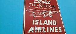 Vintage Ford Motor Co Porcelain Aviation Airplane Tri Motor Gasoline Oil Sign
