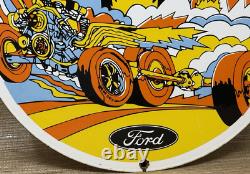 Vintage Ford Motors Porcelain Sign Gas Station Pump Plate Dealership Chevrolet