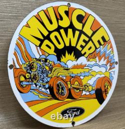 Vintage Ford Motors Porcelain Sign Gas Station Pump Plate Dealership Chevrolet