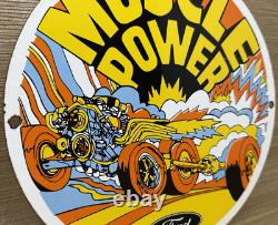 Vintage Ford Motors Porcelain Sign Gas Station Pump Plate Dealership Chevrolet