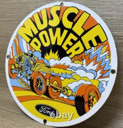 Vintage Ford Motors Porcelain Sign Gas Station Pump Plate Dealership Chevrolet