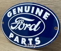 Vintage Ford Motors Porcelain Sign Gas Station Pump Plate Dealership Chevrolet