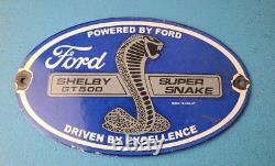 Vintage Ford Motors Shelby Sign Super Snake Gas Pump Automotive Porcelain Sign