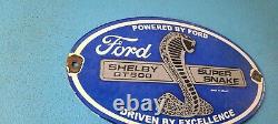 Vintage Ford Motors Shelby Sign Super Snake Gas Pump Automotive Porcelain Sign