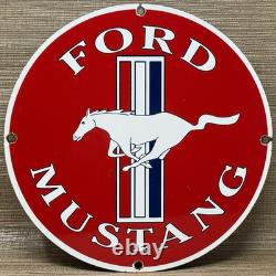 Vintage Ford Mustang Porcelain Sign Gas Automobile Service Motor Co Tucks Dealer