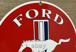 Vintage Ford Mustang Porcelain Sign Gas Automobile Service Motor Co Tucks Dealer