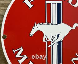 Vintage Ford Mustang Porcelain Sign Gas Automobile Service Motor Co Tucks Dealer