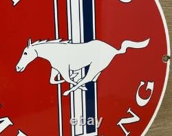 Vintage Ford Mustang Porcelain Sign Gas Automobile Service Motor Co Tucks Dealer