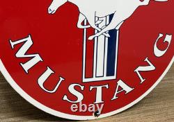 Vintage Ford Mustang Porcelain Sign Gas Automobile Service Motor Co Tucks Dealer