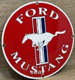 Vintage Ford Mustang Porcelain Sign Gas Automobile Service Motor Co Tucks Dealer