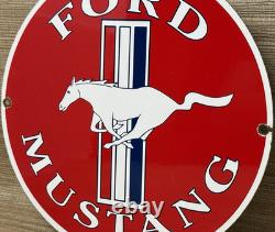 Vintage Ford Mustang Porcelain Sign Gas Automobile Service Motor Co Tucks Dealer