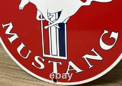 Vintage Ford Mustang Porcelain Sign Gas Automobile Service Motor Co Tucks Dealer