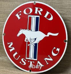 Vintage Ford Mustang Porcelain Sign Gas Automobile Service Motor Co Tucks Dealer