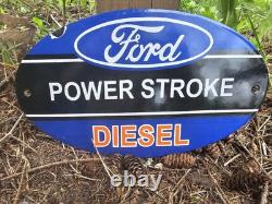 Vintage Ford Power Stroke Diesel Porcelain Ford Dealership Sign 12 X 7