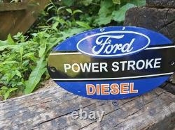 Vintage Ford Power Stroke Diesel Porcelain Ford Dealership Sign 12 X 7