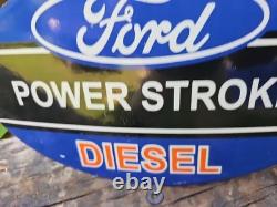Vintage Ford Power Stroke Diesel Porcelain Ford Dealership Sign 12 X 7
