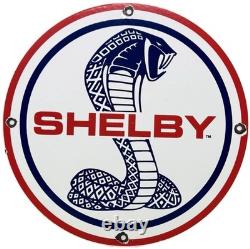 Vintage Ford Shelby Cobra Porcelain Dealership Sign Gas Station Pump Plate Oil