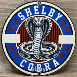 Vintage Ford Shelby Cobra Porcelain Dealership Sign Gas Station Pump Plate Oil