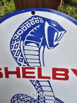 Vintage Ford Shelby Cobra Porcelain Dealership Sign Gas Station Pump Plate Oil
