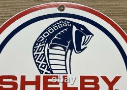 Vintage Ford Shelby Cobra Porcelain Dealership Sign Gas Station Pump Plate Oil