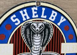 Vintage Ford Shelby Cobra Porcelain Dealership Sign Gas Station Pump Plate Oil