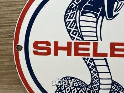 Vintage Ford Shelby Cobra Porcelain Dealership Sign Gas Station Pump Plate Oil