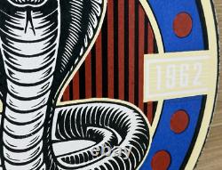 Vintage Ford Shelby Cobra Porcelain Dealership Sign Gas Station Pump Plate Oil