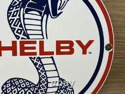 Vintage Ford Shelby Cobra Porcelain Dealership Sign Gas Station Pump Plate Oil